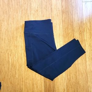 Blue Women's Plus 3X High Waist 7/8 Compression Workout Leggings with Pocket